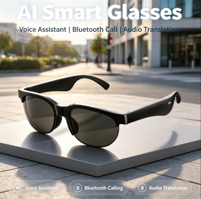 Smart Glasses Lens - スマートBluetoothメガネ TAC偏光サングラス ワイヤレス音楽 ハンズフリー通話 UVカット AI翻訳