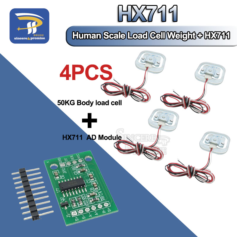 Muscle Sensor Emg - 重量センサーHx711を計量および計量するためのセンサー,50kgの重量容量,体のロードモジュール,計量および圧力センサー,測定ツール,4個