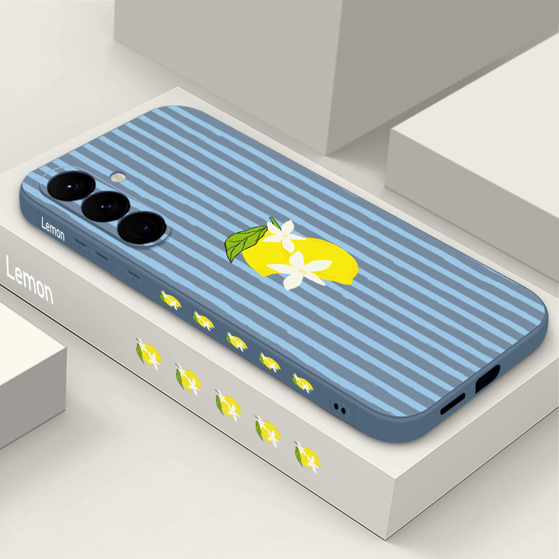 Samsung Galaxy A55 - ストライプレモン柄TPUスマホケース Samsung Galaxy S24 S25 FE
