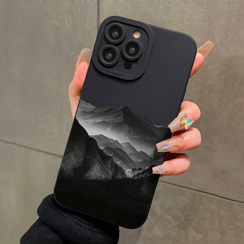 Xiaomi Redmi Note 14 - ブラックマウンテン INSデザイン シリコン製スマホケース Xiaomi Redmi Note