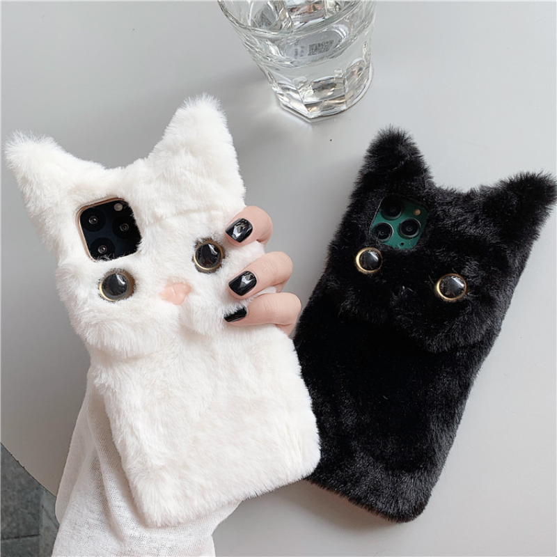 3Dキュートな漫画猫の毛皮のようなぬいぐるみ風スマホケース  - Apple Iphone 16 のレビューと価格