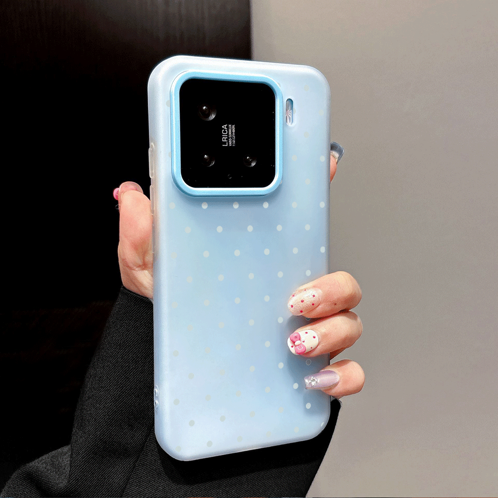 愛らしいライトブルーの水玉模様のスマホケース Xiaomi  - Xiaomi Redmi Note 14 のレビューと価格