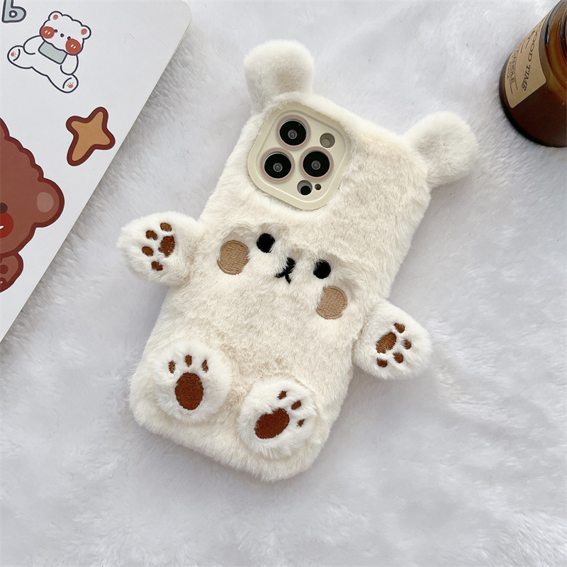 韓国の3D漫画風クマのふわふわぬいぐるみカップル携帯ケース  - Apple Iphone 16 のレビューと価格