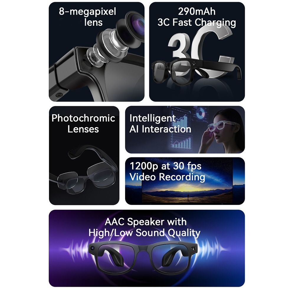 2 in 1 AIスマートグラス HD写真動画音声リアルタイ - Smart Glasses Lens のレビューと価格