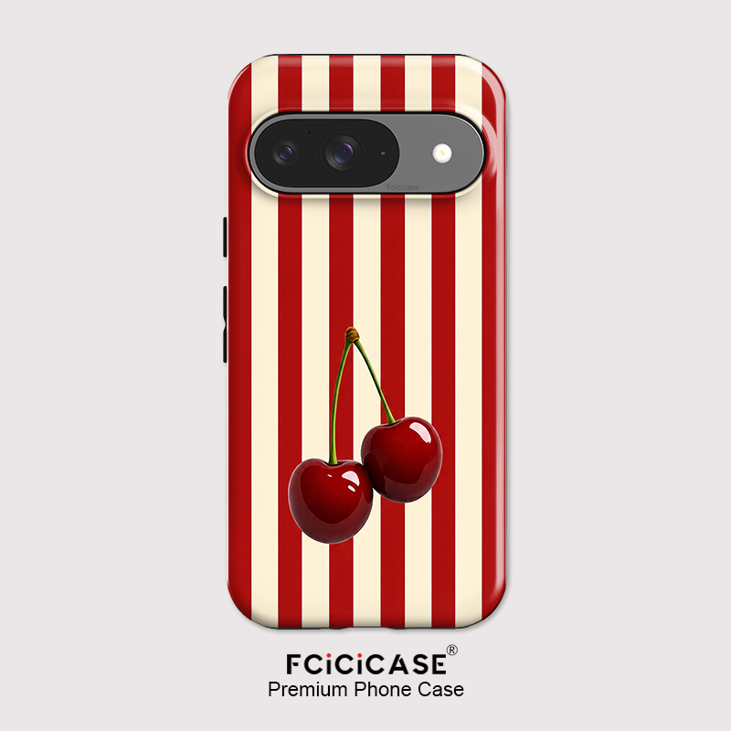 Fcicicase チェリーストライプパターン電話ケース G - Google Pixel 9 Pro のレビューと価格